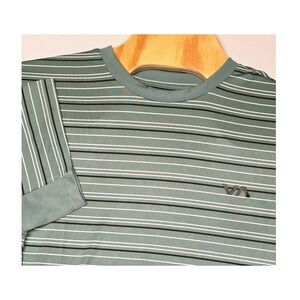 RVCA Striped Crew Neck T-Shirt Short Sleeve‎ Casual Green Large